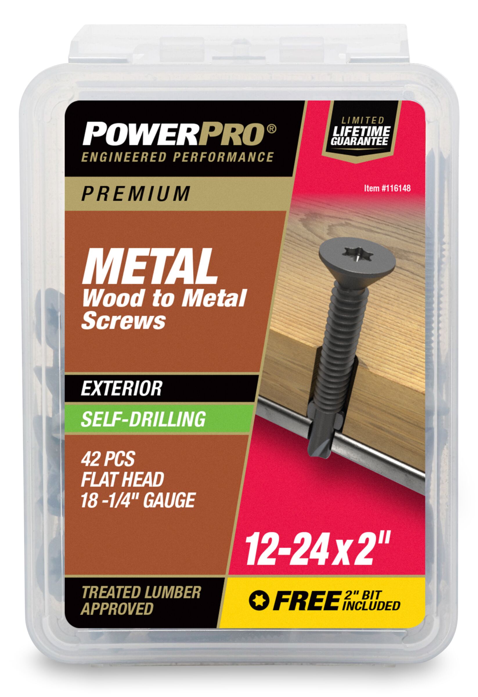 Power Pro 12-24 Flat Head Self-Drilling Metal to Wood Screws