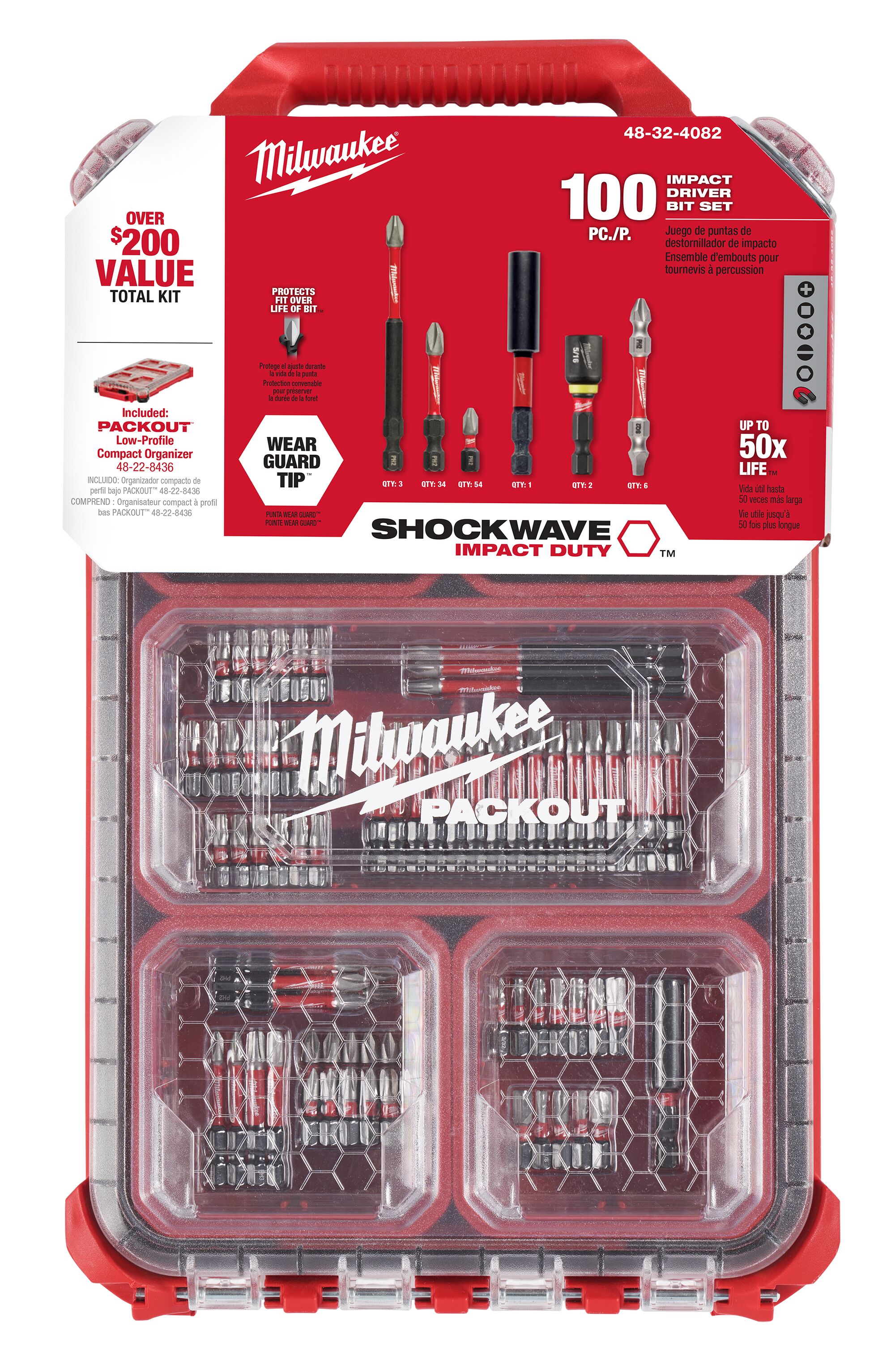 SHOCKWAVE Impact Duty Driver Bit PACKOUT Set - 100 Pieces