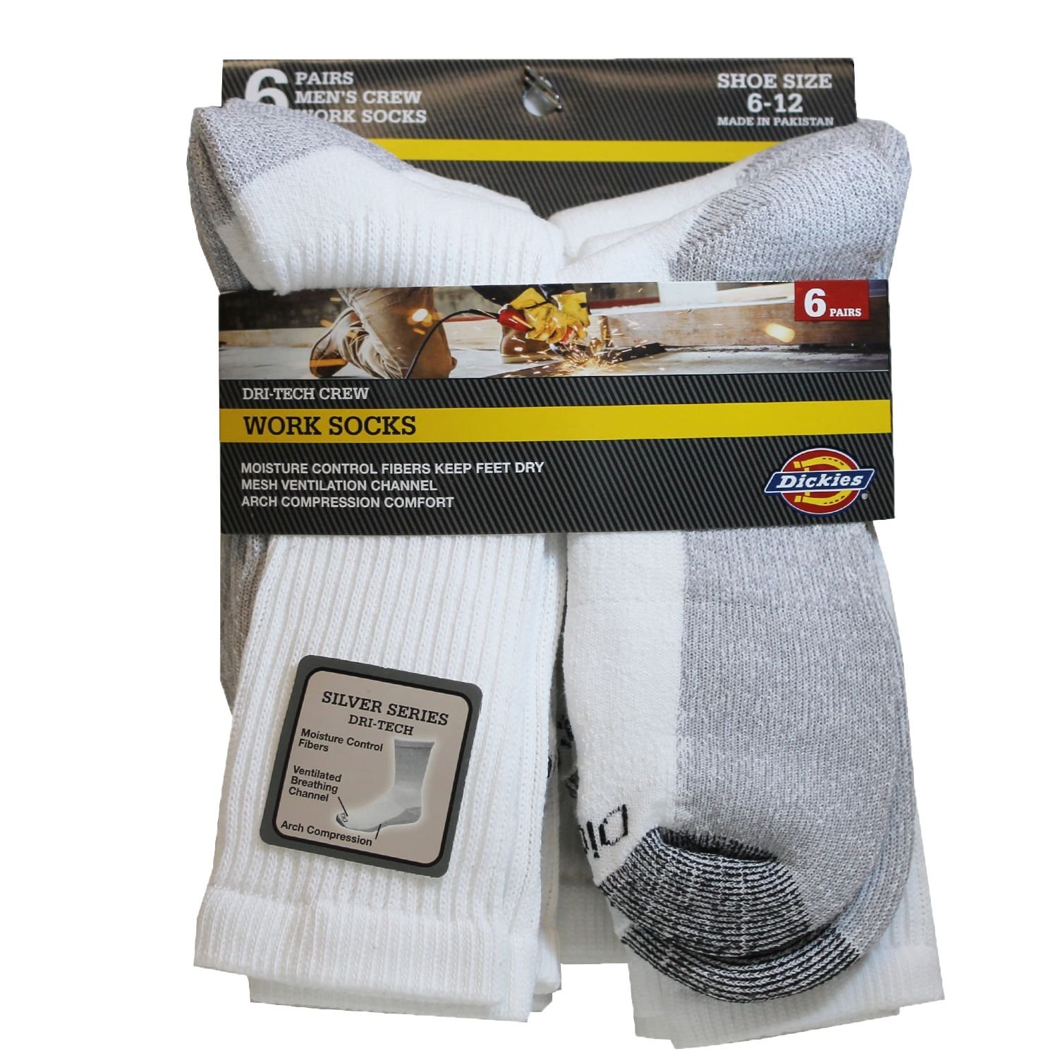 Men's 6 Pack Dri-Tech Comfort Crew Work Socks