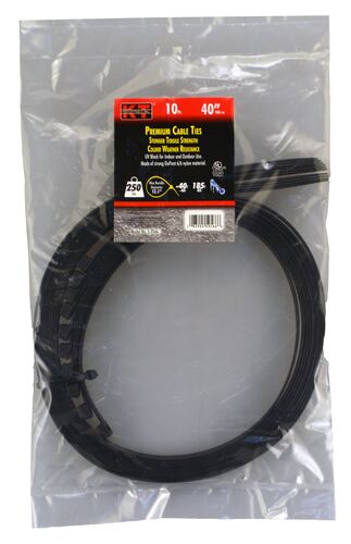 40" Super Heavy Duty Cable Ties in UV Black - 10/pk