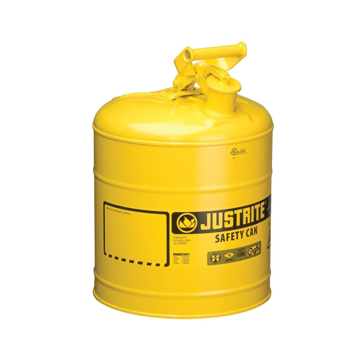 Justrite Fuel Safety Can in Yelllow - 5 Gallon