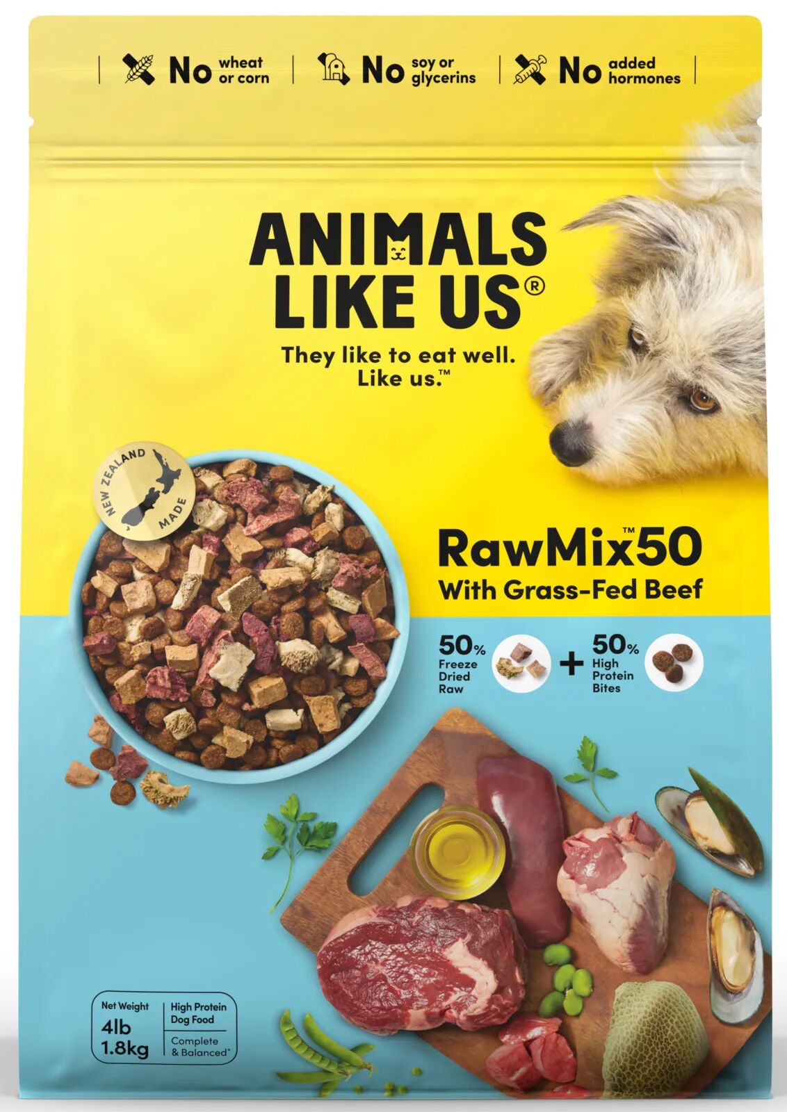 RawMix50 with Grass-Fed Beef Freeze-Dried Raw Dog Food