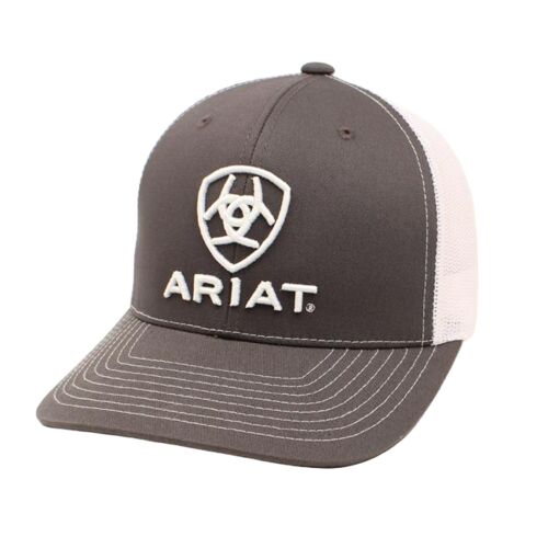 Men's Shield Logo Hat in White & Grey