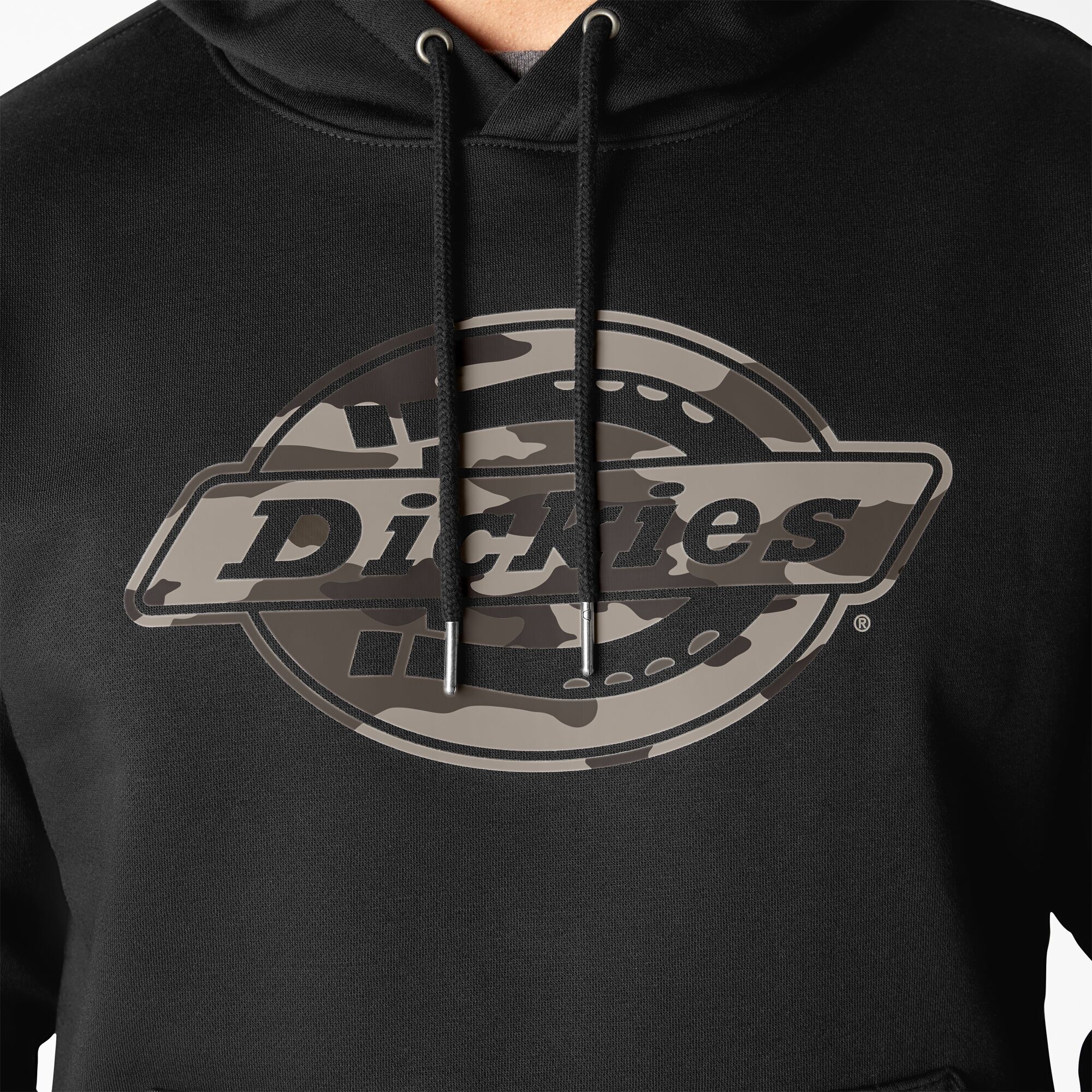 Men's Water Repellent Camo Logo Hoodie in Black