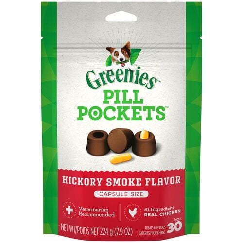 Hickory Smoke Flavored Pill Pockets Treats for Dogs - 30 Count Capsule Size