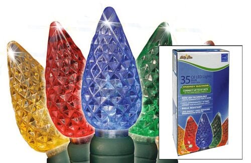 35-Count C6 LED Light Set in Multi/Green Wire