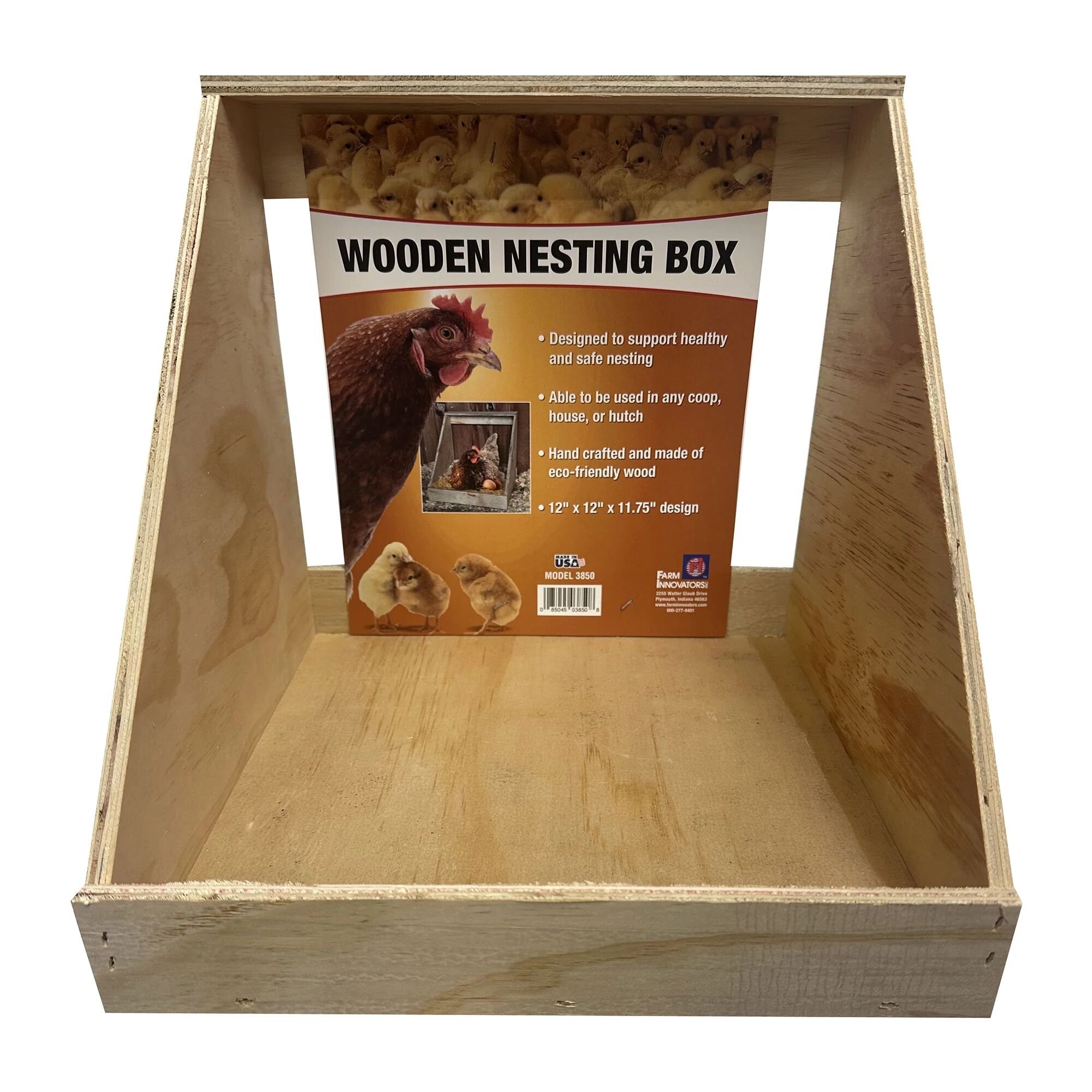 Farm Innovators Single Compartment Wood Nesting Box