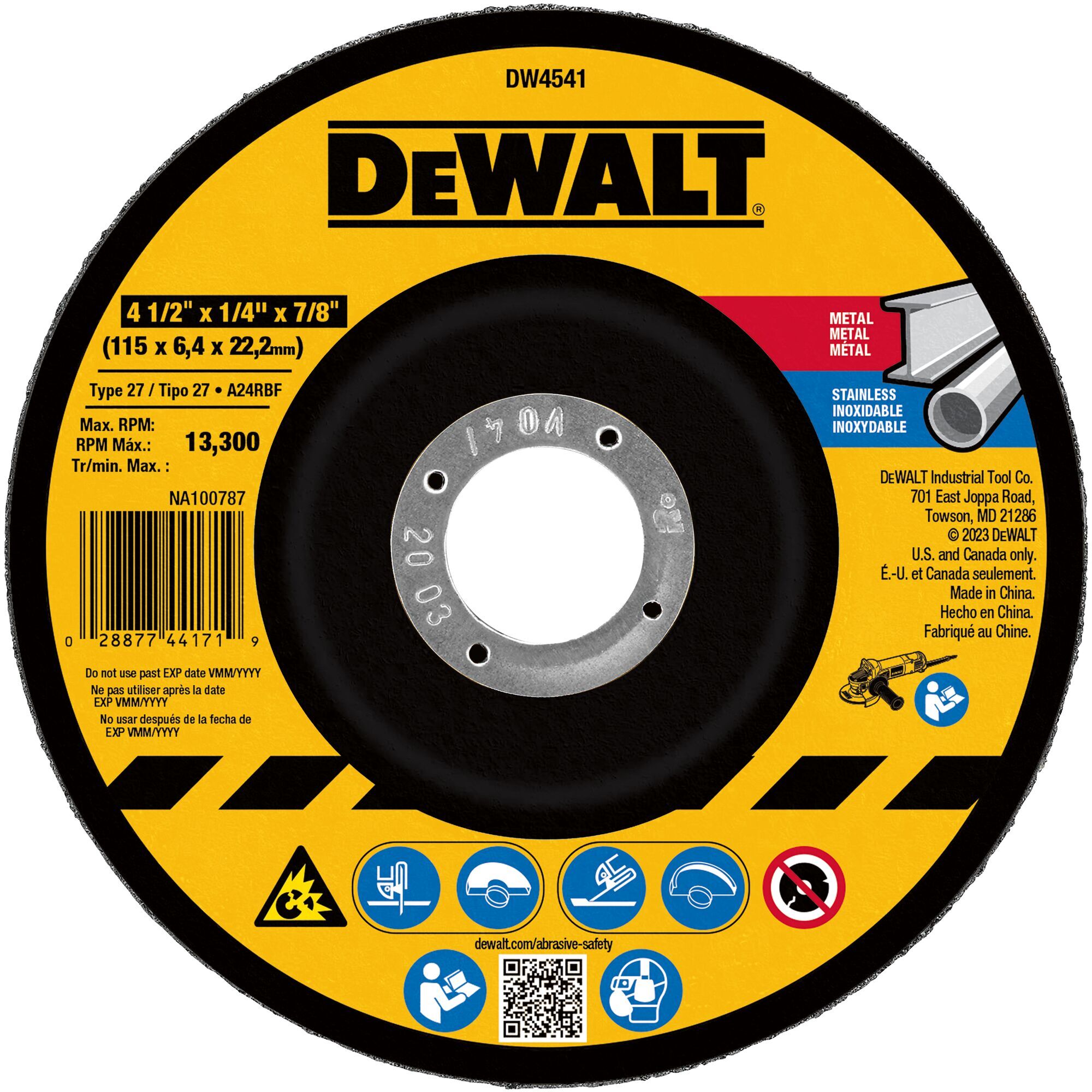 Dewalt 4-1/2 in. X 1/4 in. X 7/8 in. Fast Cutting Abrasive