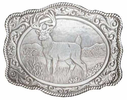 White Tail Buck with Western Scroll Buckle