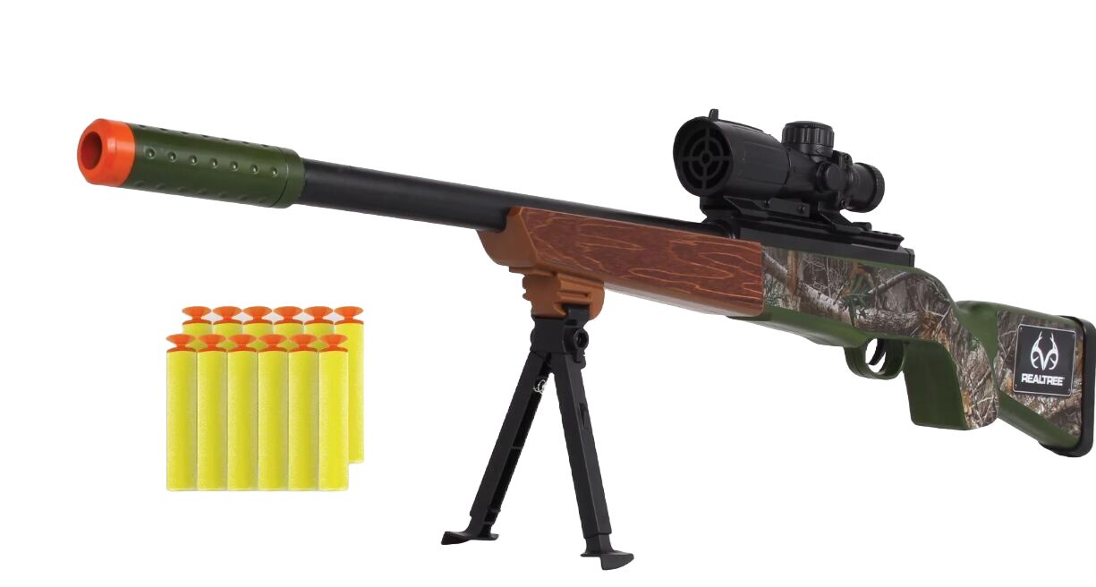 NKOK RealTree Soft Dart Blaster with 12 Soft Darts Practice Target