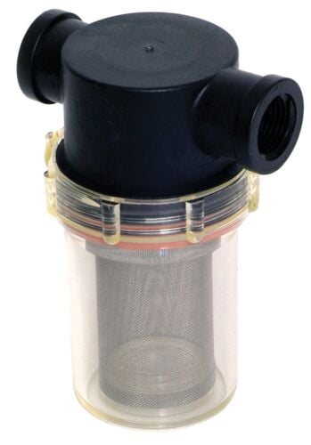 Mini In-Line T-strainer Nylon 1/2" with 50 Mesh Screen with Clear Bowl