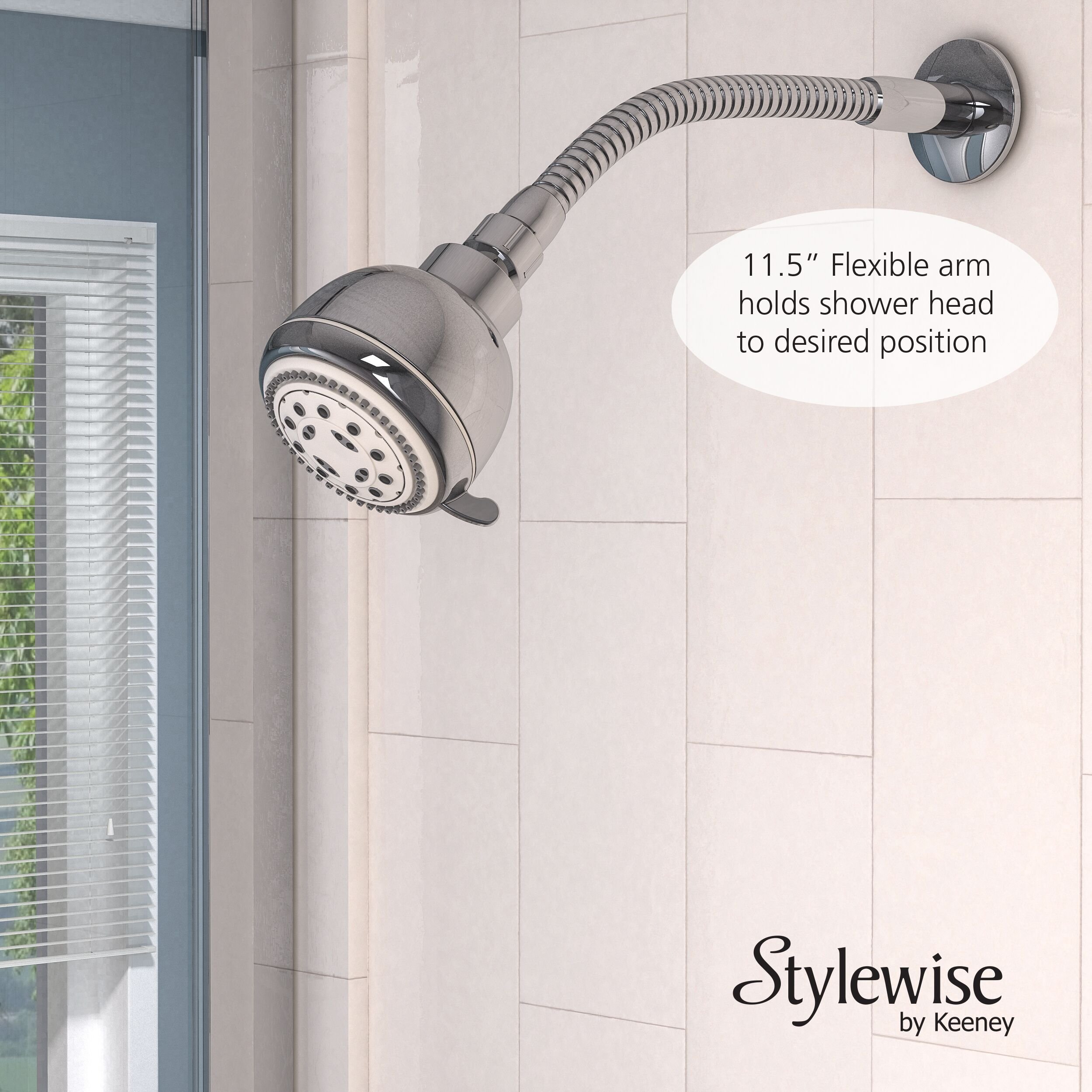 11.5" Flexible Memory Flange Finish Shower Arm