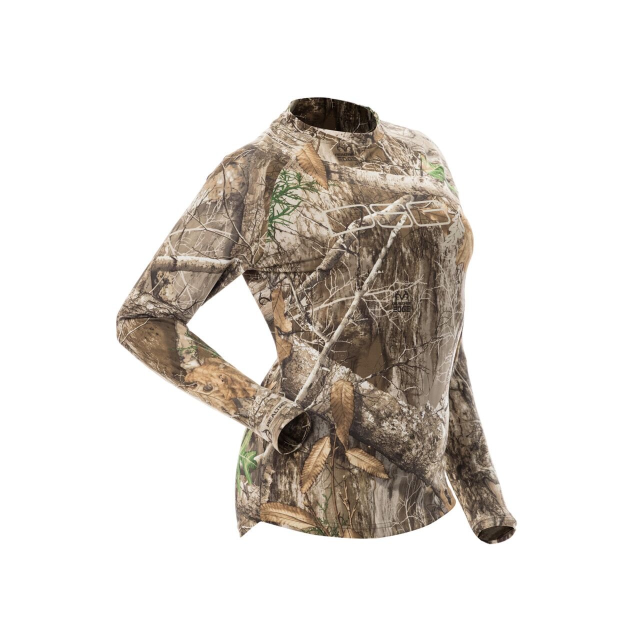 Women's Long Sleeve Camo Tech Shirt - UPF 50+ in Realtree Edge