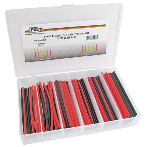 Assorted Single Wall Shrink Tube Kit in Black - 54 Piece
