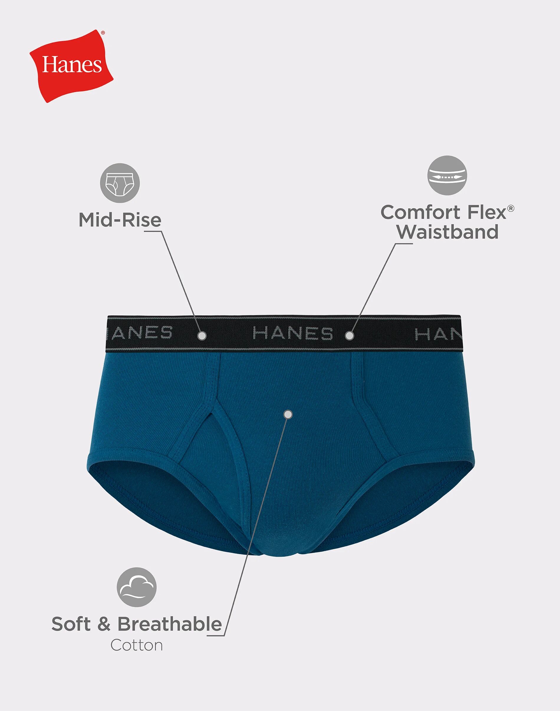Men's 6-Pack Comfort Flex Mid-Rise Briefs