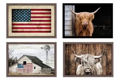 36"X24" Barn Art Wooden Framed Signs - Assorted