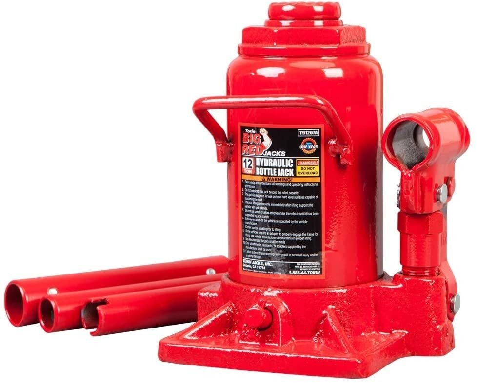 Big Red 12 Ton Capacity Stubby Hydraulic Bottle Jack