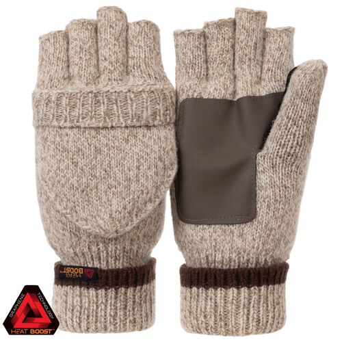 Men's Classic Rag Wool Pop Top Lined Gloves in Oatmeal