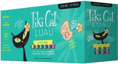 Luau Wet Food with Poultry or Fish in Consomme for Adult Cats & Kittens - Grain and Potato Free - 12 Count Variety Pack 2.8 oz Cans