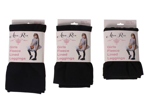 Youth Fleece Lined Leggings in Black - Assorted Sizes