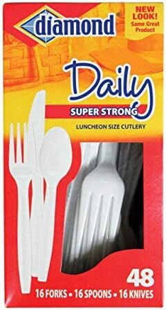 White Plastic Heavy Duty Cutlery 48 Pk