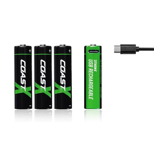 Zithion-X AA Rechargeable Lithium-Ion Batteries with USB-C Port - 4-Pack