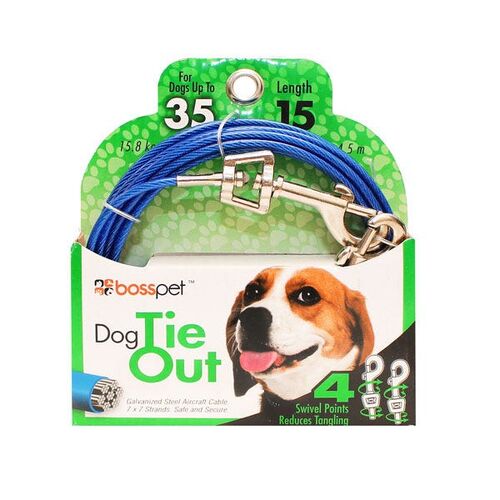 15' Blue Medium Cable Pet Tie Out