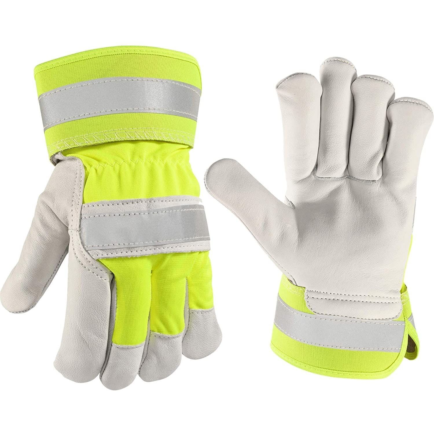 Wells Lamont Men's Hi-Visibility Leather Palm Work Gloves