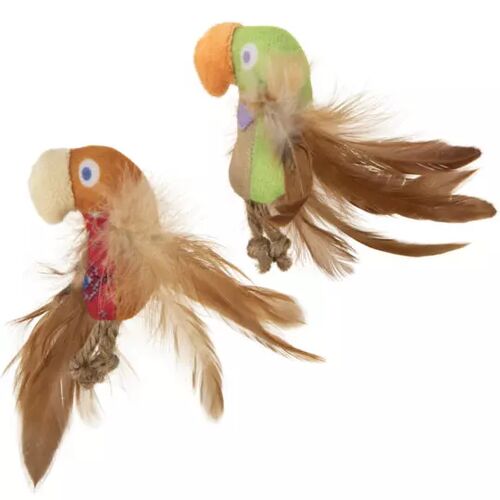 Feathery Plush Bird Cat Toys - Set of 2