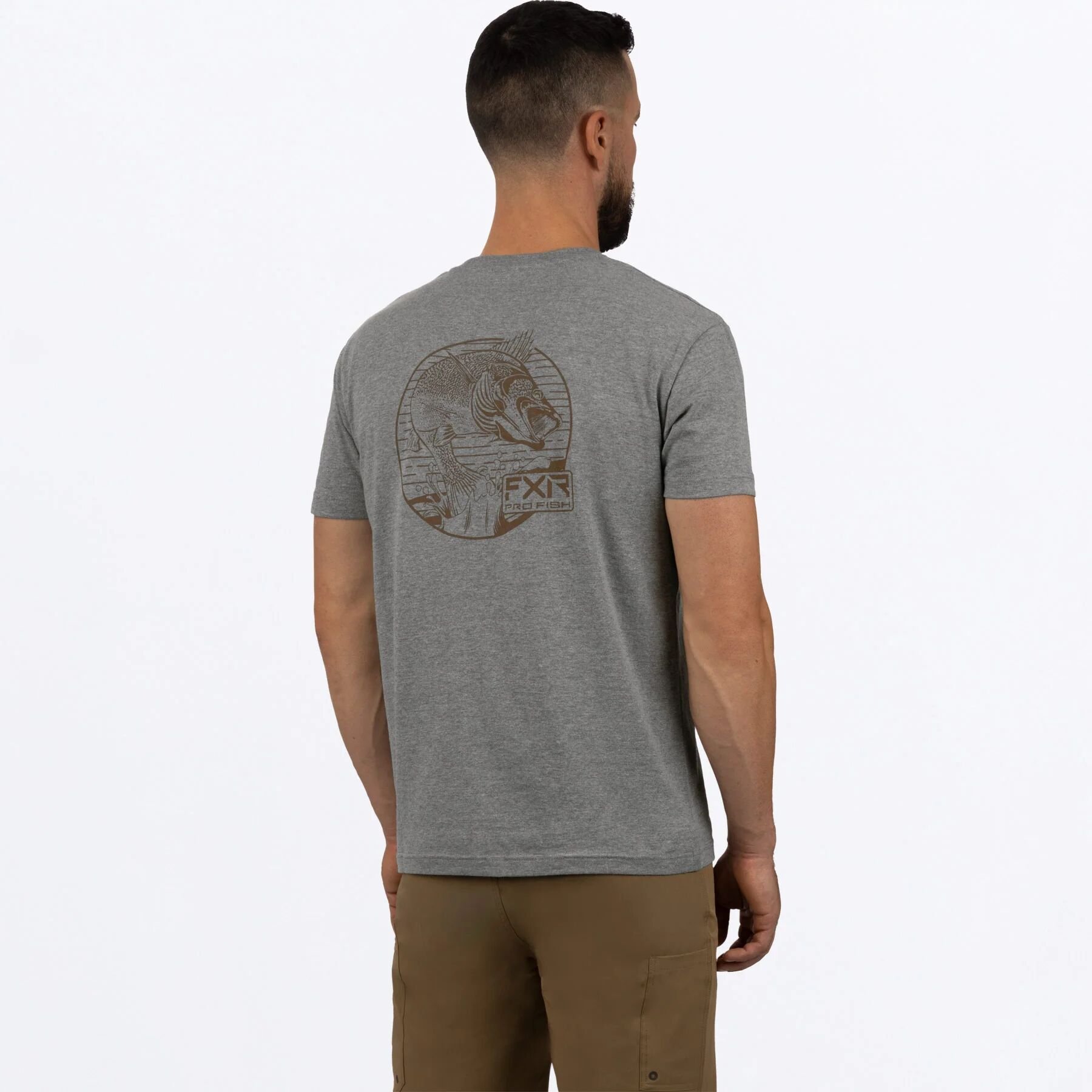 Walleye Premium Short Sleeve T-Shirt in Grey Heather.Copper