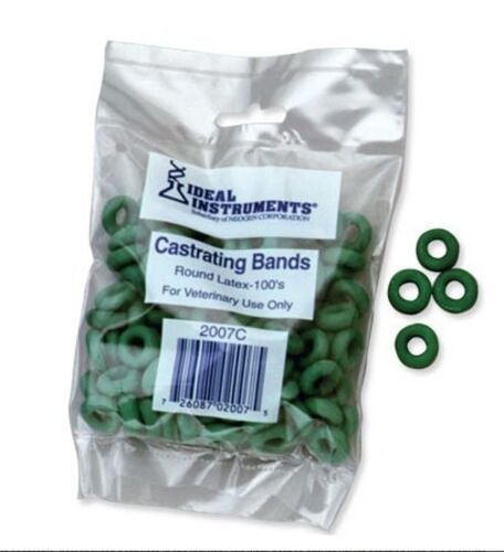 Green Latex Castrating Bands - 100 Count
