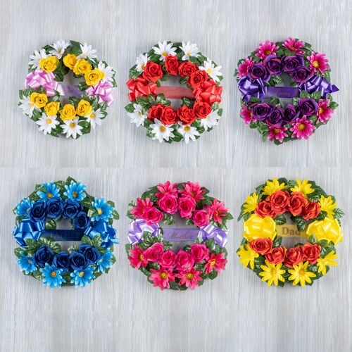 Rose Script Memorial Wreaths - Assorted