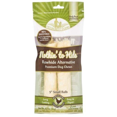 Nothin' to Hide Rawhide Alternative Chicken Flavored 5  Small Roll 2 Pack Dog Chews