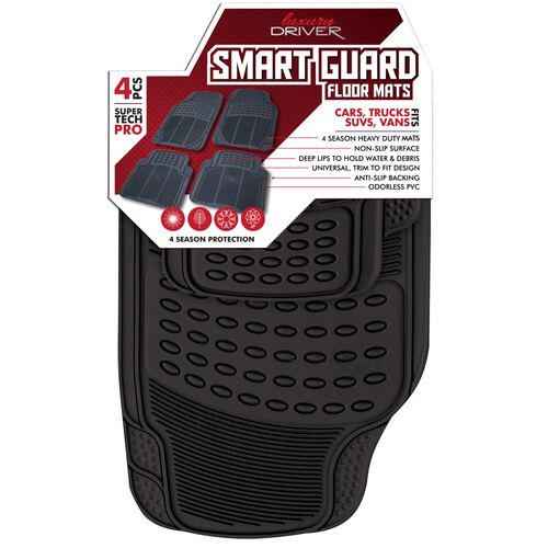 4-Piece All Season Floor Mat Set in Black