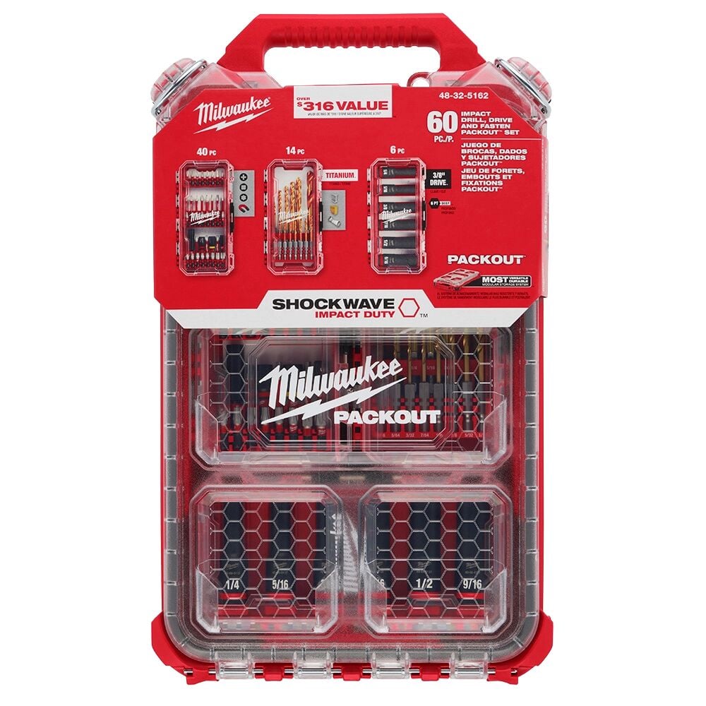 Milwaukee SHOCKWAVE Impact-Duty Titanium Drill Bit Set with SHOCKWAVE Screw Driver Bit Set (60-Piece)