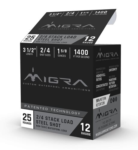 Steel Shot 12 Gauge 3.5" #2/4 Shotshells - 25 Rounds