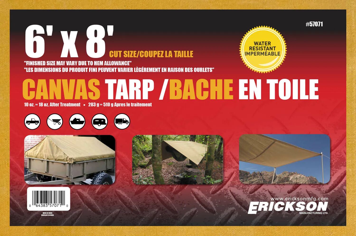 Erickson 6 x 8 Feet Heavy Duty Tarpaulin