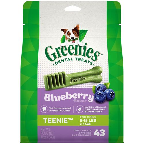 Blueberry Flavored Teenie Dental Dog Treats - 43 Count