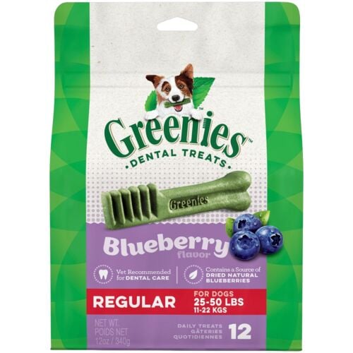 Blueberry Flavored Regular Dental Dog Treats - 12 Count