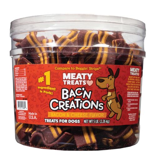 Meaty Treats Bac'n Creations Bacon & Cheese Flavored Soft Dog Treats 5 lbs