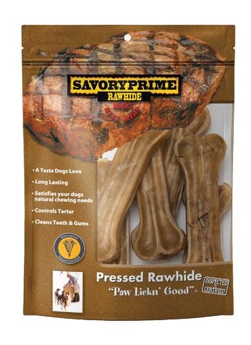 4.5" Pressed Bone Natural Rawhide - 6-Pack