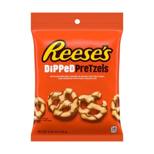 Peanut Butter Candy Drizzled In Milk Chocolate Dipped Pretzels Bag - 4.25 Oz