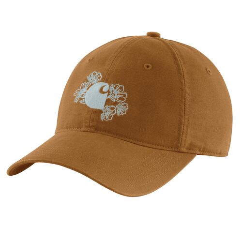Floral Canvas Cap in Brown - OS