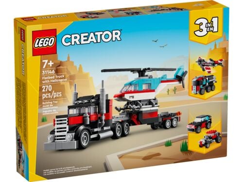 Creator Flatbed Truck With Helicopter Toy