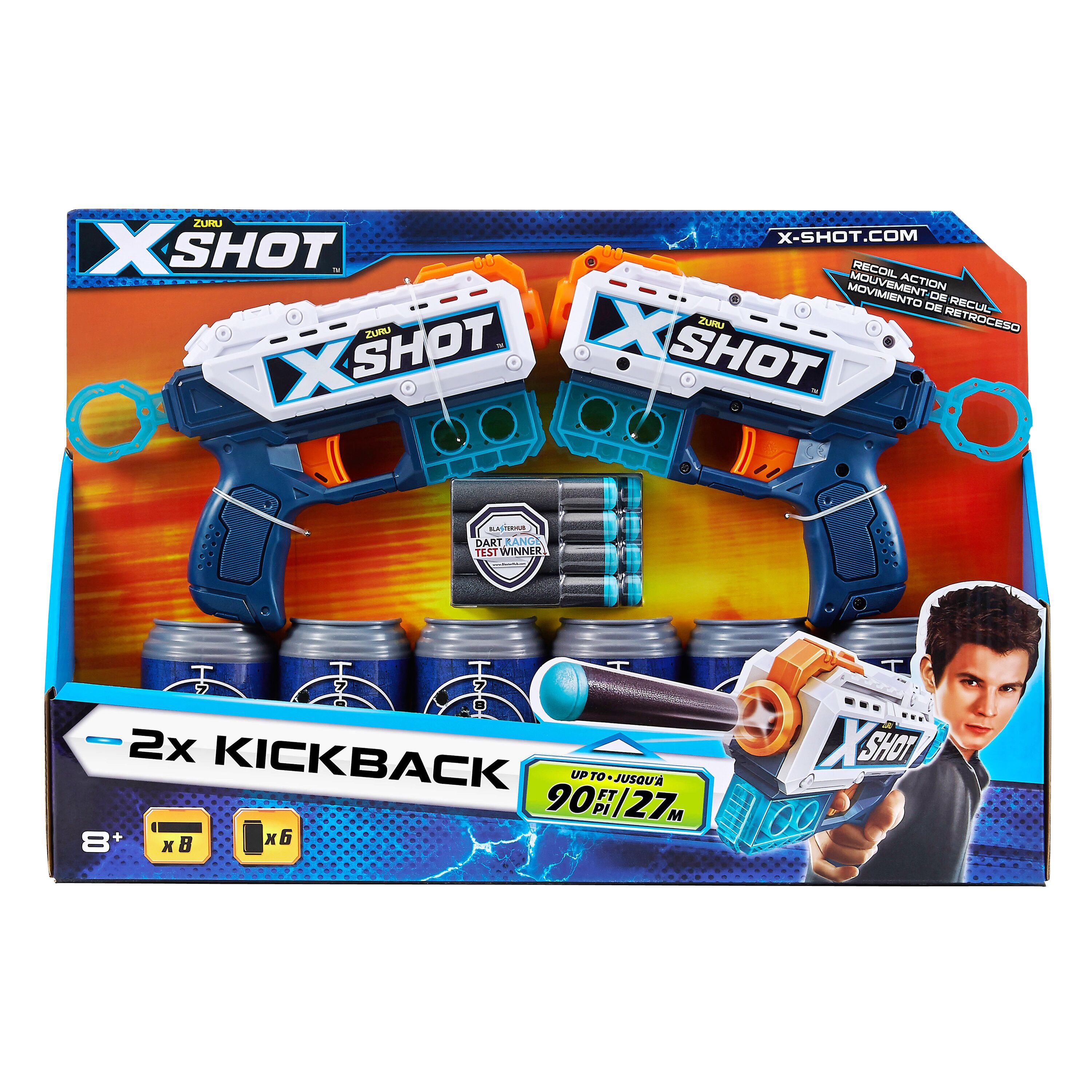 XSHOT Excel Double Kickback Blaster Combo Pack (8 Darts, 6 Cans)