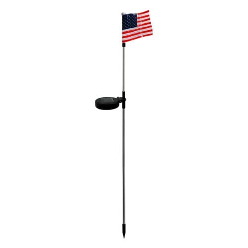 USA Flag Stakes with White Solar LED Lights