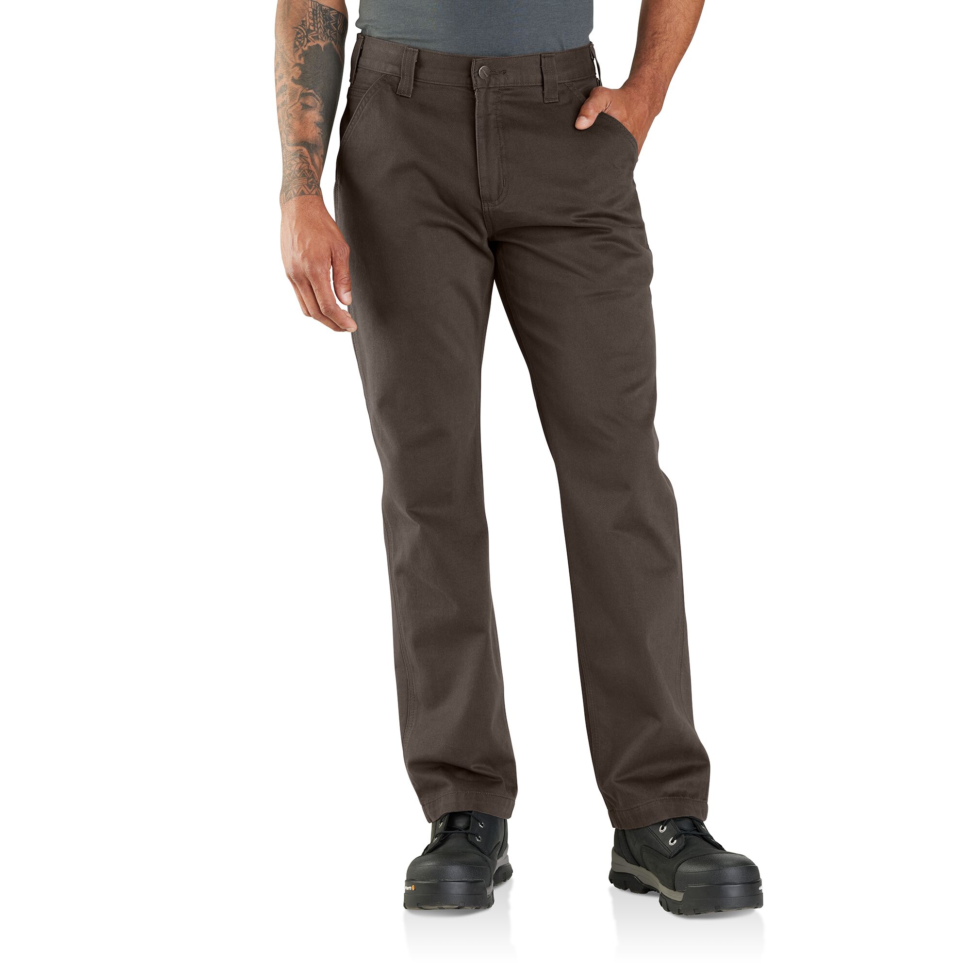 Men's Relaxed Fit Twill Utility Work Pant in Dark Coffee