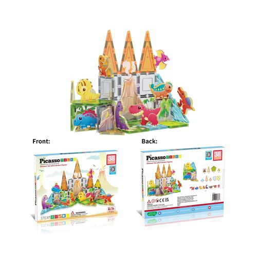 Dino World Magnetic Tiles Adventure Set - 38 Pieces