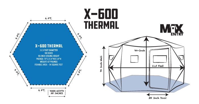 X-600 Thermal Six-Person Hub Ice Shelter