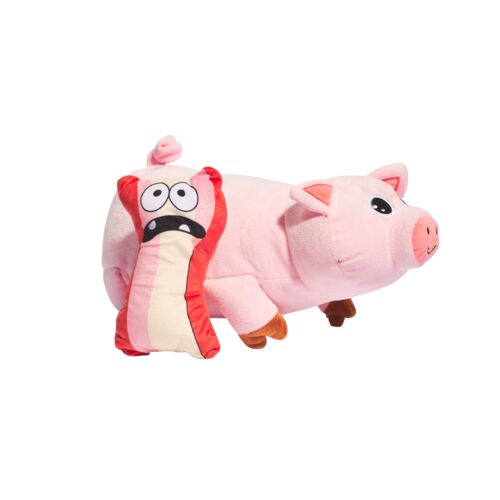 Main St. Pet 2-In-1 Pig & Bacon Plush Dog Toy